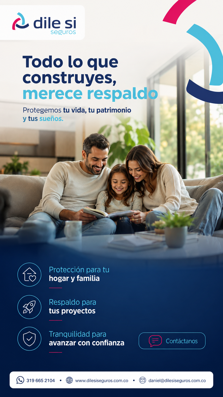 Ilustración de una familia compartiendo una lectura en casa